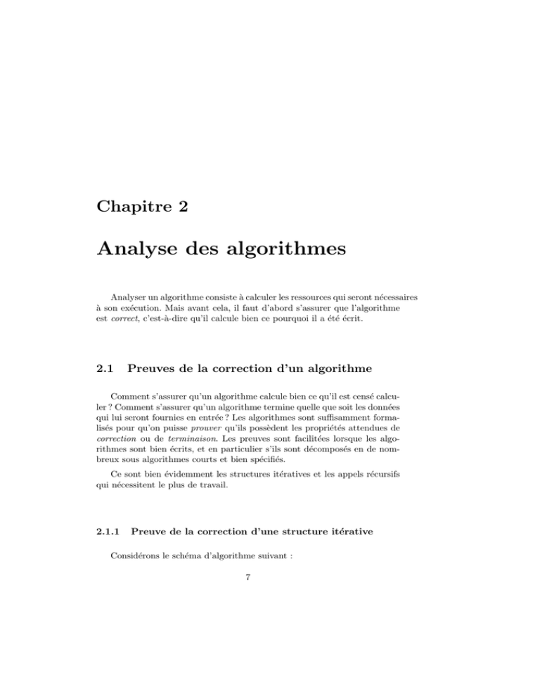 Chapitre 2 : Analyse Des Algorithmes