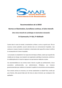 Recommandations de la SMAR Normes en Réanimation
