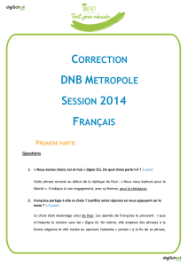 correction dnb metropole session 2014 français