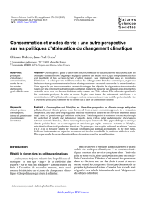 Consommation et modes de vie