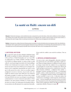 Opinion La santé en Haïti : encore un défi - Haïti Perspectives