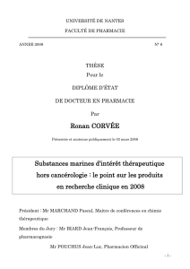 Ronan CORVÉE Substances marines d`intérêt thérapeutique hors