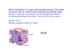 Silver crystallizes in a cubic close packed structure. The radius of a