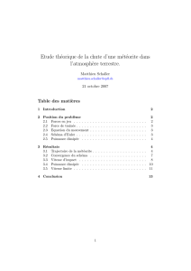 Etude théorique de la chute d`une météorite dans l`atmosph