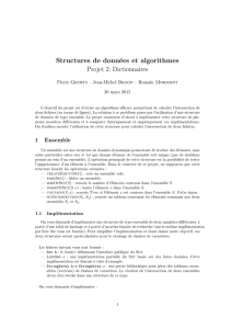Structures de données et algorithmes Projet 2: Dictionnaires