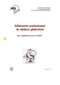 Référentiel métier du médecin Généraliste. Conférence des