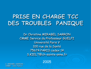 PRISE EN CHARGE TCC DES TROUBLES PANIQUE