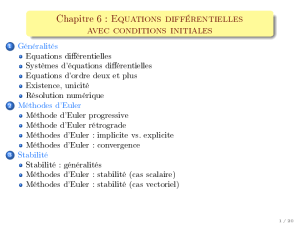 Chapitre 6 : Equations différentielles avec conditions initiales