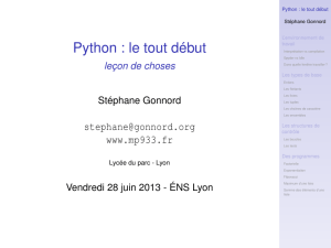 Python : le tout début