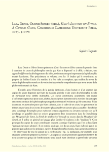 Lara Denis, Oliver Sensen (eds.), Kant`s Lectures on a criticaL Guide