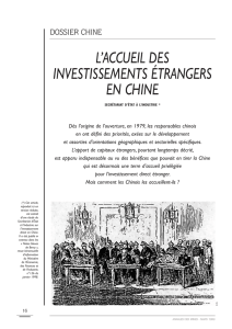 l`accueil des investissements étrangers en chine