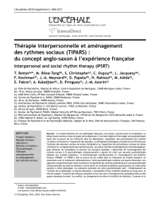 Thérapie interpersonnelle et aménagement des rythmes