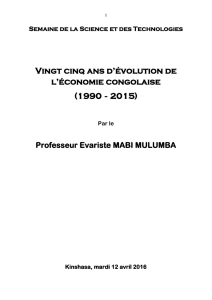 Vingt cinq ans d`évolution de l`économie congolaise (1990－2015)