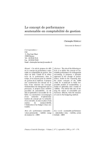 Le concept de performance soutenable en comptabilité de