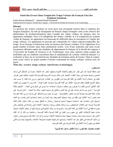 Etude Des Erreurs Dans l`emploi Des Temps Verbaux Du Français