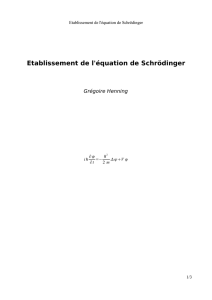 Etablissement de l`équation de Schrödinger