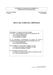 TRAVAIL, EMPLOI, CHÔMAGE - Cours-univ