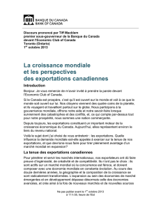 La croissance mondiale et les perspectives des exportations