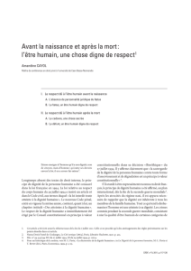 Avant la naissance et après la mort : l`être humain, une chose digne