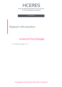 Evaluation de la licence de Psychologie l`Université d`Angers