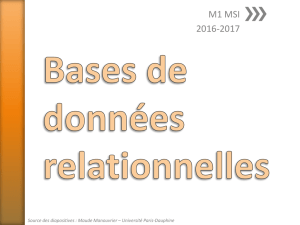Bases de données relationnelles - M1 MSI (2016-2017)