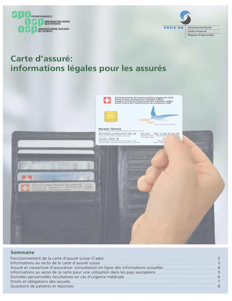 Carte D Assure Informations Legales Pour Les Assures