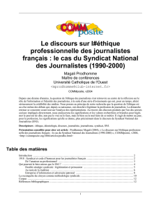 Le discours sur l#éthique professionnelle des journalistes français