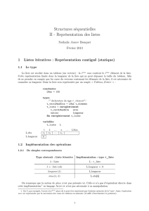 Structures séquentielles II - Représentation des listes