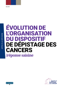 évolution de l`organisation du dispositif de dépistage des cancers