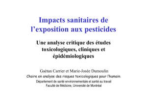 Impacts sanitaires de l`exposition aux pesticides