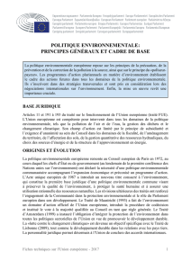 Politique environnementale: principes généraux et cadre de base