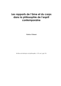 Les rapports de l`âme et du corps dans la philosophie de l`esprit