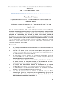 Déclaration de Tunis sur l`optimisation des ressources, la