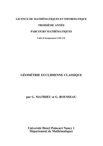 GÉOMÉTRIE EUCLIDIENNE CLASSIQUE par G. MATHIEU et G