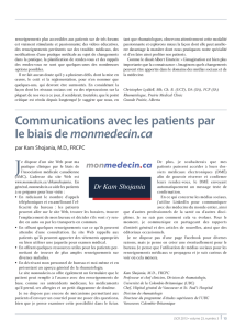 Communications avec les patients par le biais de monmedecin.ca