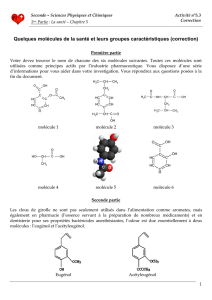 Quelques molécules de la santé et leurs groupes caractéristiques
