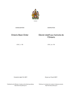 Ontario Bean Order Décret relatif aux haricots de l`Ontario