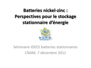 Batteries nickel-zinc: perspectives pour le stockage stationnaire d