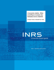 L`économie créative : Bilan scientifique et analyse des indicateurs