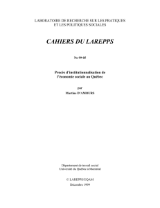 Procès d`institutionnalisation de l`économie sociale au