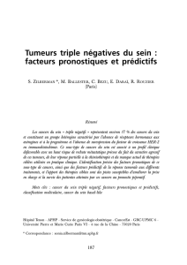 Tumeurs triple négatives du sein : facteurs pronostiques et prédictifs