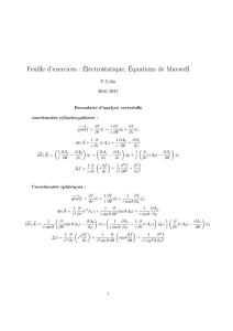 Feuille d`exercices : Électrostatique, Équations de Maxwell