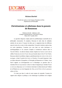 Christianisme et athésime dans la pensée de Rousseau