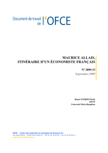 Maurice Allais, itinéraire d`un économiste français - OFCE