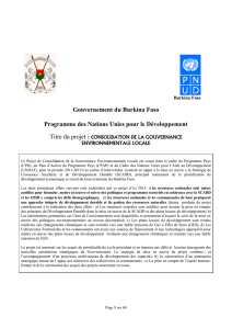 Gouvernement du Burkina Faso Programme des Nations