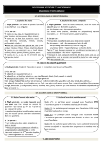 FICHE POUR LA REECRITURE ET L`ORTHOGRAPHE