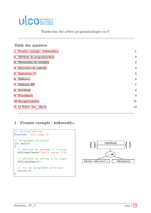 Traduction des arbres programmatiques en C Table des