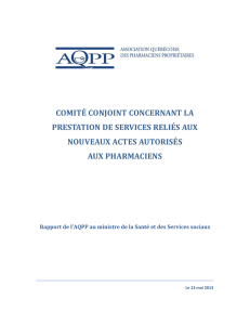 Rapport de l`AQPP - Association québécoise des pharmaciens