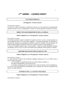 1ère ANNEE – LICENCE DROIT