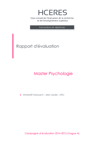 Evaluation du master psychologie de l`Université Toulouse II